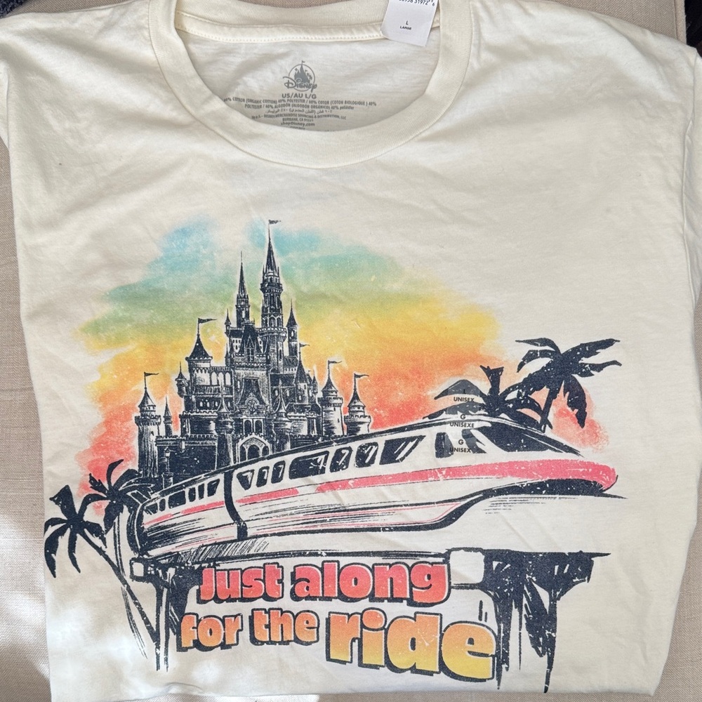 Disney Cream Graphic Tee with Multicolor Castle & Monorail